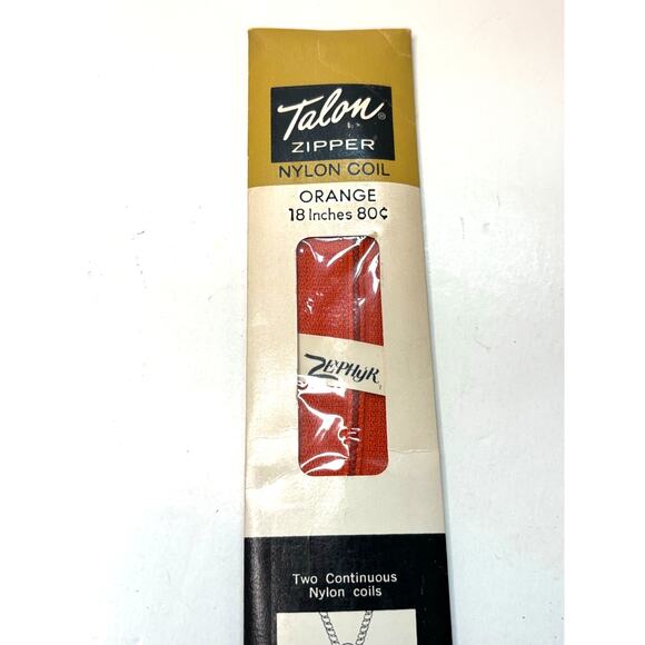Vintage Talon Zipper Nylon Coil 18 inch Orange Zephyr Deadstock - Picture 1 of 3